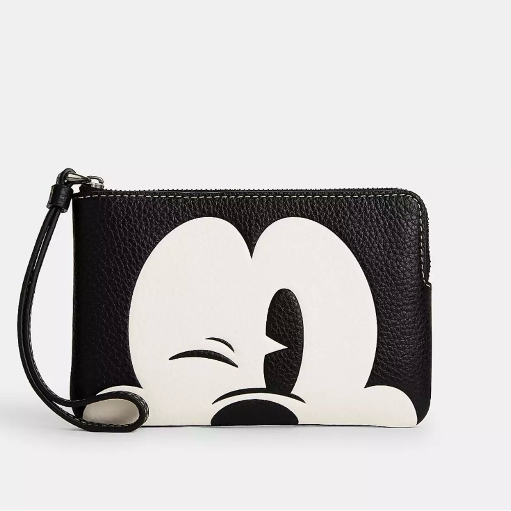 Disney X Coach Corner Zip Wristlet With Wink Mickey Mouse NwT rare